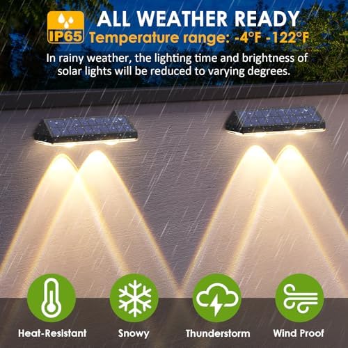 Solar Fence Lights Outdoor   2700/4000/6000K 3 Mode  8 Pack Solar Fence Lights Outdoor Waterproof LED  Fence Light Solar Powered for Outside  Backyard  Railing  Step  Patio Wall and Home Improvement