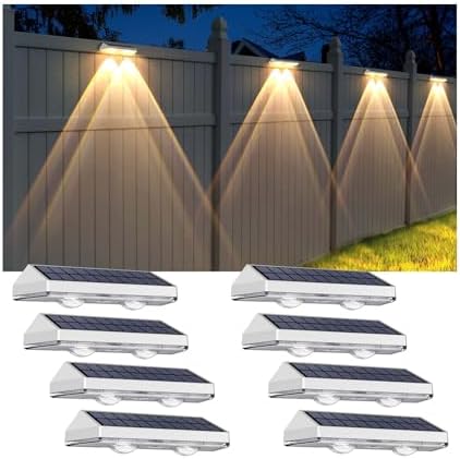 Solar Fence Lights Outdoor   2700/4000/6000K 3 Mode  8 Pack Solar Fence Lights Outdoor Waterproof LED  Fence Light Solar Powered for Outside  Backyard  Railing  Step  Patio Wall and Home Improvement