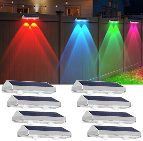 Solar Fence Lights Outdoor   2700/4000/6000K 3 Mode  8 Pack Solar Fence Lights Outdoor Waterproof LED  Fence Light Solar Powered for Outside  Backyard  Railing  Step  Patio Wall and Home Improvement
