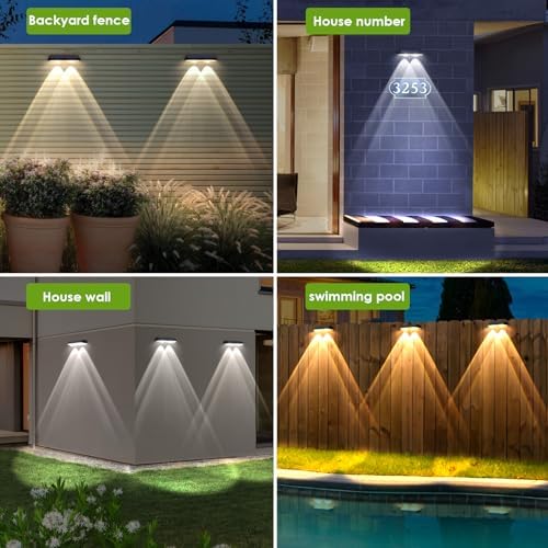 Solar Fence Lights Outdoor   2700/4000/6000K 3 Mode  8 Pack Solar Fence Lights Outdoor Waterproof LED  Fence Light Solar Powered for Outside  Backyard  Railing  Step  Patio Wall and Home Improvement