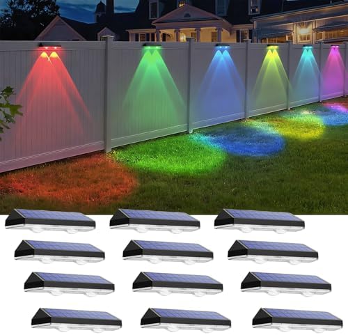 Solar Fence Lights Outdoor   2700/4000/6000K 3 Mode  8 Pack Solar Fence Lights Outdoor Waterproof LED  Fence Light Solar Powered for Outside  Backyard  Railing  Step  Patio Wall and Home Improvement