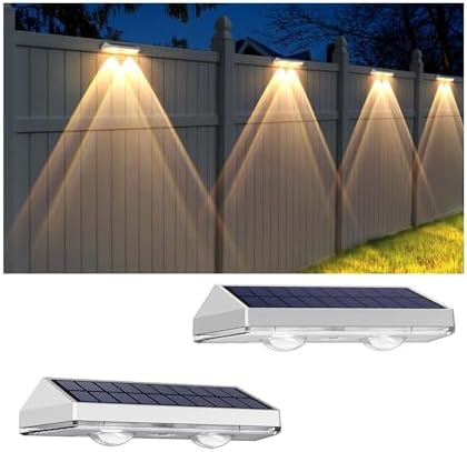 Solar Fence Lights Outdoor   2700/4000/6000K 3 Mode  8 Pack Solar Fence Lights Outdoor Waterproof LED  Fence Light Solar Powered for Outside  Backyard  Railing  Step  Patio Wall and Home Improvement