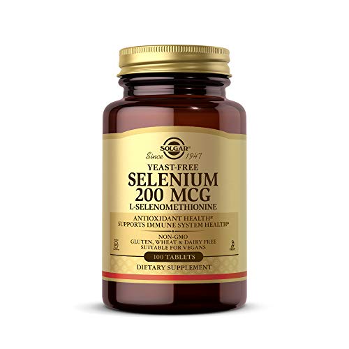 Solgar Selenio sin levadura de 200 mcg, 100 tabletas - Apoya la salud del sistema inmunológico y antioxidante - Sin OMG, vegano, sin gluten, sin lácteos, Kosher - 100 porciones
