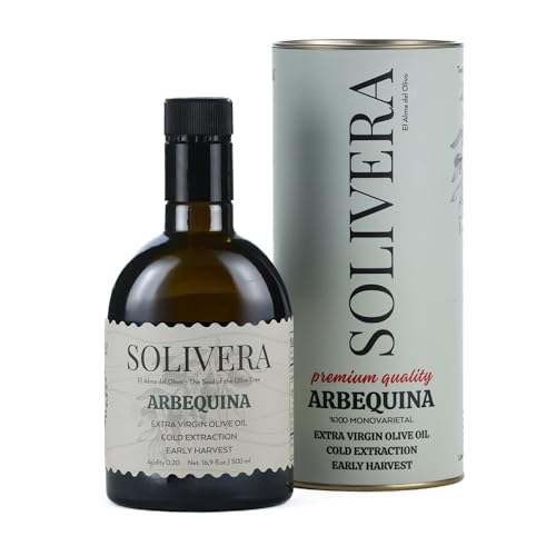 Solivera Arbequina Extra Virgin Olive Oil Cold Pressed  300  Polyphenols Rich  Single Origin Organic Olive Oil  Delicately Fruity  Hand Picked Early Harvest   16 8 fl  oz 