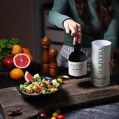 Solivera Arbequina Extra Virgin Olive Oil Cold Pressed  300  Polyphenols Rich  Single Origin Organic Olive Oil  Delicately Fruity  Hand Picked Early Harvest   16 8 fl  oz 