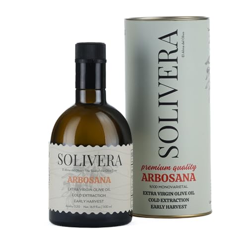 Solivera Arbequina Extra Virgin Olive Oil Cold Pressed  300  Polyphenols Rich  Single Origin Organic Olive Oil  Delicately Fruity  Hand Picked Early Harvest   16 8 fl  oz 
