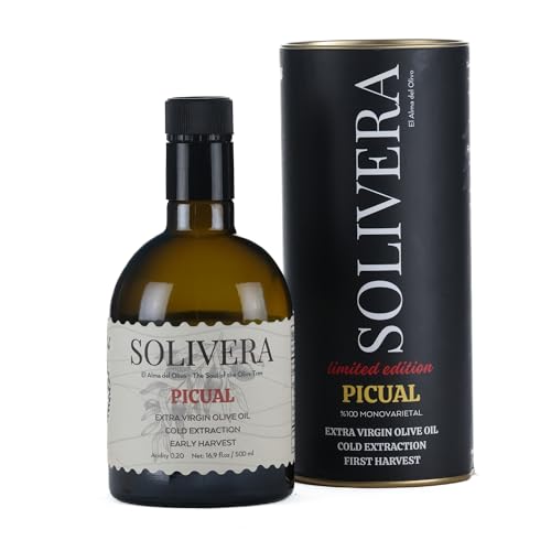 Solivera Arbequina Extra Virgin Olive Oil Cold Pressed  300  Polyphenols Rich  Single Origin Organic Olive Oil  Delicately Fruity  Hand Picked Early Harvest   16 8 fl  oz 