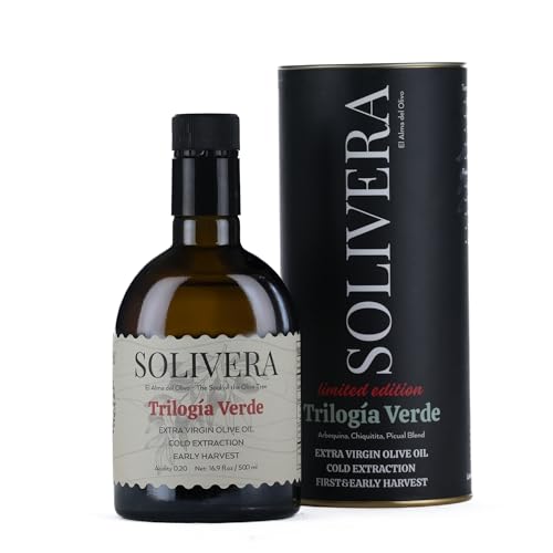 Solivera Arbequina Extra Virgin Olive Oil Cold Pressed  300  Polyphenols Rich  Single Origin Organic Olive Oil  Delicately Fruity  Hand Picked Early Harvest   16 8 fl  oz 