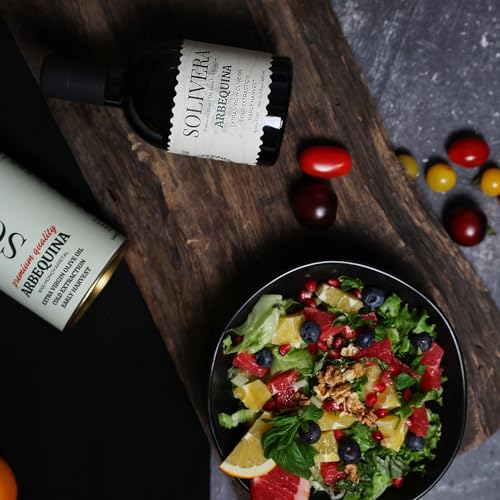 Solivera Arbequina Extra Virgin Olive Oil Cold Pressed  300  Polyphenols Rich  Single Origin Organic Olive Oil  Delicately Fruity  Hand Picked Early Harvest   16 8 fl  oz 