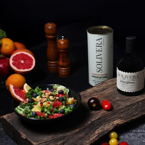 Solivera Arbequina Extra Virgin Olive Oil Cold Pressed  300  Polyphenols Rich  Single Origin Organic Olive Oil  Delicately Fruity  Hand Picked Early Harvest   16 8 fl  oz 