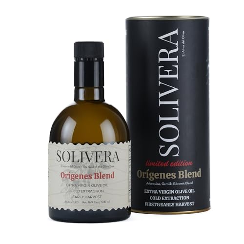 Solivera Arbequina Extra Virgin Olive Oil Cold Pressed  300  Polyphenols Rich  Single Origin Organic Olive Oil  Delicately Fruity  Hand Picked Early Harvest   16 8 fl  oz 