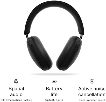 Sonos Ace   Noise Cancelling Wireless Over Ear Headphones with Bluetooth  30 Hour Battery Life  Spatial Audio  Dolby Atmos  Dynamic Head Tracking   Black