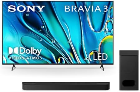 Sony 55 Inch 4K Ultra HD BRAVIA 3 LED Smart TV with Google TV  LED Flat Screen  Dolby Vision HDR  Google TV  Exclusive PS5 Features   K 55S30 