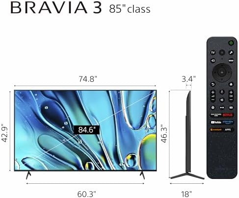 Sony 55 Inch 4K Ultra HD BRAVIA 3 LED Smart TV with Google TV  LED Flat Screen  Dolby Vision HDR  Google TV  Exclusive PS5 Features   K 55S30 
