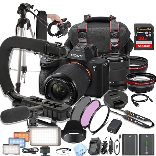 Sony A7 IV Mirrorless Camera with 28 70mm   128GB Extreme Speed Card  U Grip  Microphone  LED Video Light  Spare Battery  Filter Kit  More  Extreme Pro Bundle   Black  Renewed