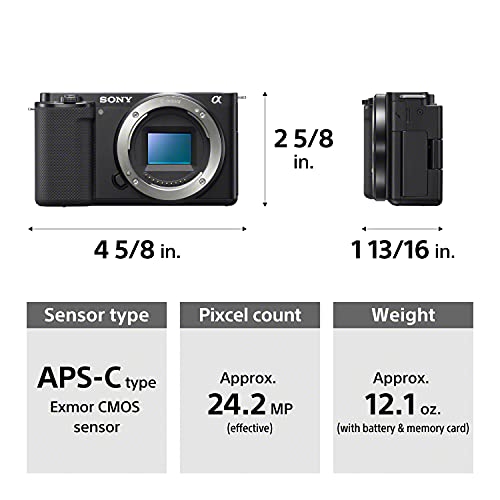 Sony Alpha ZV-E10 - APS-C - Cámara con lente intercambiable, sin espejo, para videoblogueros, color negro