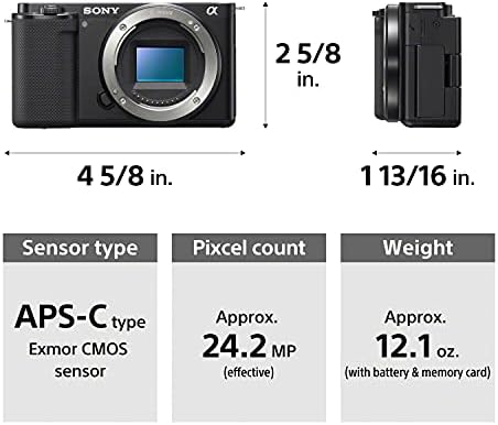 Sony Alpha ZV E10   APS C Interchangeable Lens Mirrorless Vlog Camera Kit   Black  Renewed