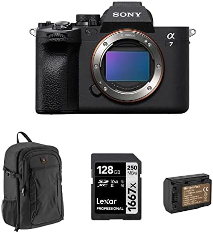 Sony Alpha a7 IV Full Frame Mirrorless Interchangeable Lens Digital 4K Camera  Black   Bundle with 128GB SD Memory Card  Camera Backpack  Extra Battery