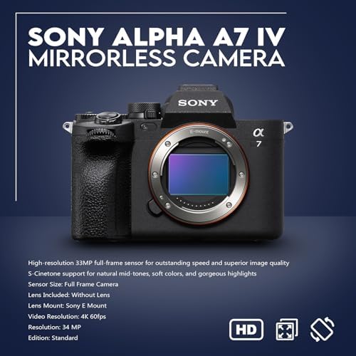 Sony Alpha a7 IV Full Frame Mirrorless Interchangeable Lens Digital 4K Camera  Black   Bundle with 256GB SD Memory Card  Extra Battery  Camera Backpack  Sony 1 Year Limited Warranty
