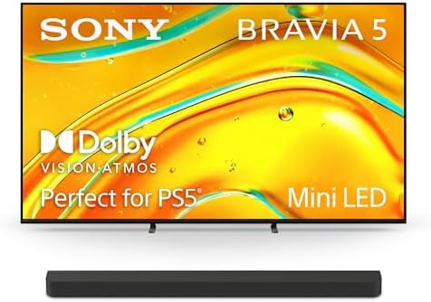 Sony BRAVIA 5 55 Inch TV  Mini LED  4K Smart Google TV  XR Processor with AI Technology 120hz Television with Dolby Vision/Atmos  Exclusive Features for PlayStation 5  K 55XR50  2025 Model