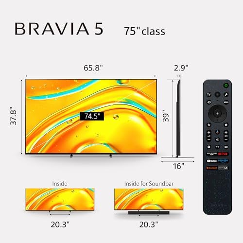Sony BRAVIA 5 55 Inch TV  Mini LED  4K Smart Google TV  XR Processor with AI Technology 120hz Television with Dolby Vision/Atmos  Exclusive Features for PlayStation 5  K 55XR50  2025 Model