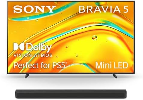 Sony BRAVIA 5 55 Inch TV  Mini LED  4K Smart Google TV  XR Processor with AI Technology 120hz Television with Dolby Vision/Atmos  Exclusive Features for PlayStation 5  K 55XR50  2025 Model