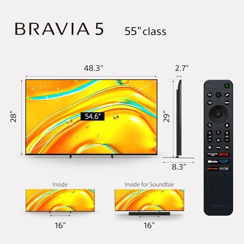 Sony BRAVIA 5 55 Inch TV  Mini LED  4K Smart Google TV  XR Processor with AI Technology 120hz Television with Dolby Vision/Atmos  Exclusive Features for PlayStation 5  K 55XR50  2025 Model