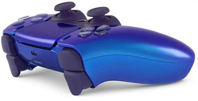 Sony PlayStation 5 Slim Digital with Extra Chroma Indigo Controller  Dual Charging Dock and MightySkins Decal Voucher