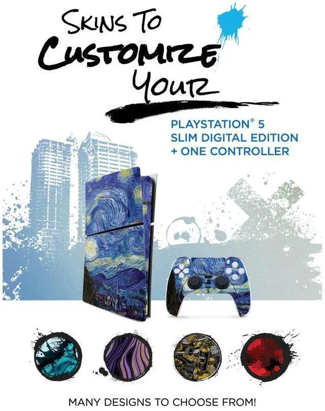 Sony PlayStation 5 Slim Digital with Extra Chroma Indigo Controller  Dual Charging Dock and MightySkins Decal Voucher