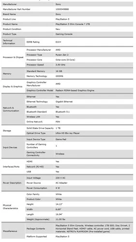 Sony PlayStation 5 Slim Digital Edition Console 1TB   White   Brand New