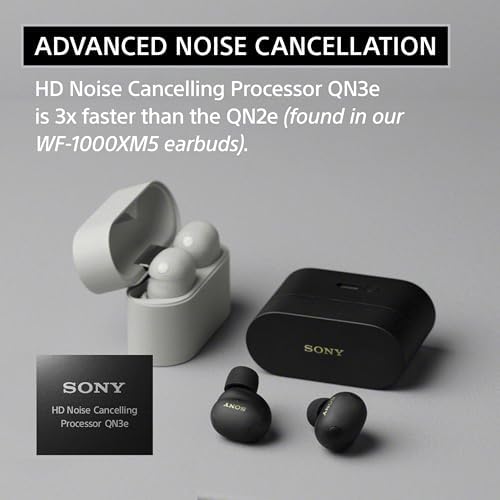 Sony WF 1000XM6 The Best Truly Wireless Noise Cancelling Earbuds  2026 Model   Bluetooth in Ear Headphones  with Studio Quality Sound  Up to 24 Hours of Battery Life  Platinum Silver