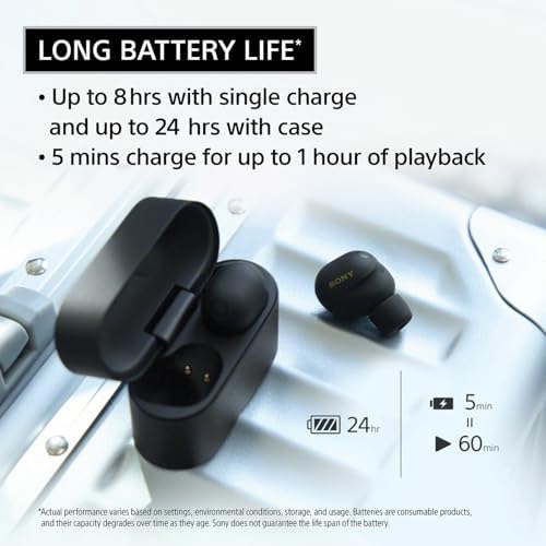 Sony WF 1000XM6 The Best Truly Wireless Noise Cancelling Earbuds  2026 Model   Bluetooth in Ear Headphones  with Studio Quality Sound  Up to 24 Hours of Battery Life  Black