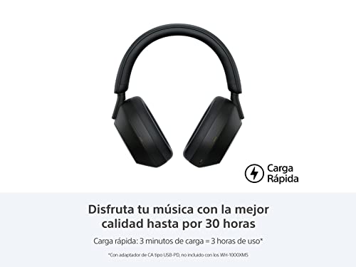 Sony WH-1000XM5 - Auriculares inalámbricos con cancelación de ruido, duración de la batería de 30 horas, estilo sobre la oreja, optimizados para Alexa y Google Assistant, micrófono integrado para