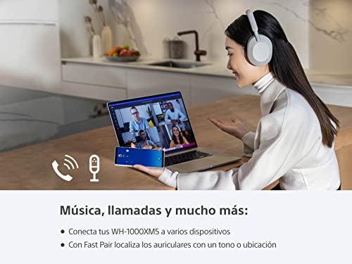 Sony WH-1000XM5 - Auriculares inalámbricos con cancelación de ruido, duración de la batería de 30 horas, estilo sobre la oreja, optimizados para Alexa y Google Assistant, micrófono integrado para
