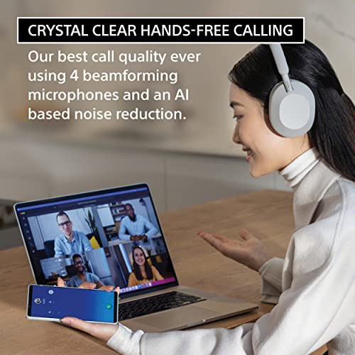 Sony WH-1000XM5 Auriculares con cancelación de ruido premium, optimizador automático de NC, batería de 30 horas, control de voz Alexa, color plateado
