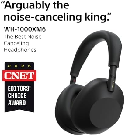 Sony WH 1000XM6 The Best Noise Canceling Wireless Headphones  HD NC Processor QN3  12 Microphones  Adaptive NC Optimizer  Mastered by Engineers  Studio Quality  30 Hour Battery  Black