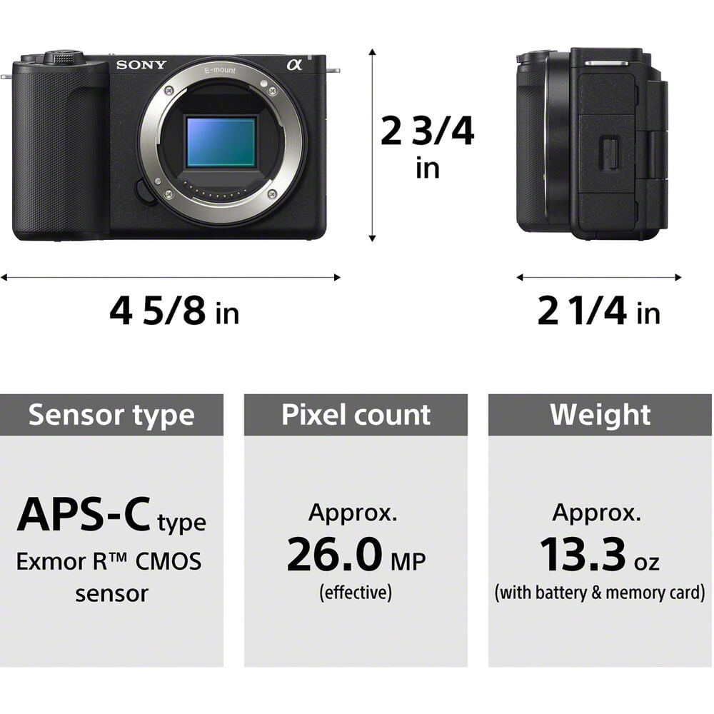 Sony ZV E10 II Mirrorless Camera  Black 