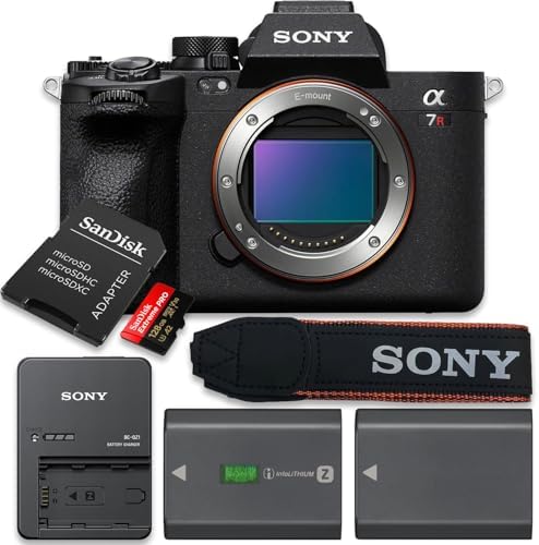Sony a7R V Mirrorless Camera  Black    61MP Full Frame Digital Camera with Batteries & Dual Charger Kit  Corel Software Kit  128GB SDXC Memory Card & Large DSLR Bag   Essential Bundle