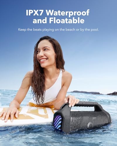 Soundcore Boom 2 Plus Portable Speaker By Anker  140W  2 2 Channel  BassUp 2 0  20H Playtime  Fast Charge  IPX7 Waterproof  RGB Lights  Power Bank  Bluetooth 5 3  Outdoor Speakers  Camping  Beach