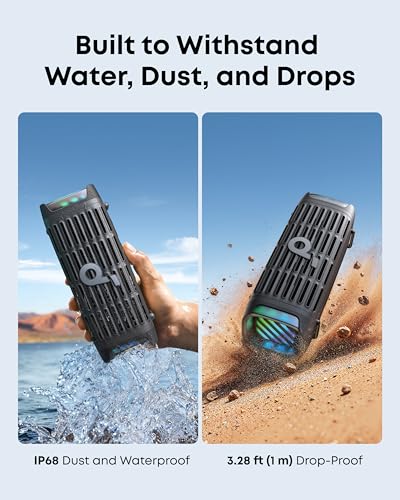 Soundcore Boom 3i by Anker  Rugged Outdoor Speakers  IP68 Waterproof  Floating Playback  Saltwater Resistant  BassUp 2 0  50W Portable Speaker  Bluetooth 5 3  16H Playtime  TWS  Kayak/Fishing/Camping