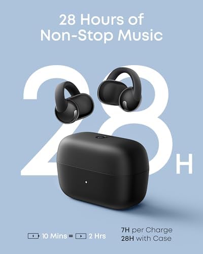 Soundcore C50i by Anker Open Ear Earbuds  Clip On Headphones Over Ear for Running Workout  12mm Drivers Powerful Bass  IP55 Waterproof  Bluetooth 6 0 Hi Res  FlexiClip Design