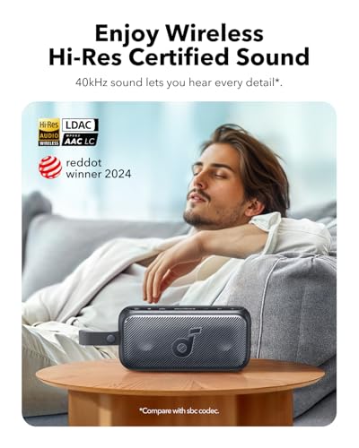 Soundcore Motion 300 by Anker  Bluetooth Speaker  Wireless Hi Res Portable Speaker  IPX7 Waterproof  BassUp  Bluetooth 5 3  30W Stereo Sound  13H Playtime for Home  Shower  Outdoor  and Travel