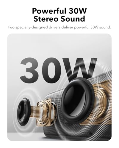 Soundcore Motion 300 by Anker  Bluetooth Speaker  Wireless Hi Res Portable Speaker  IPX7 Waterproof  BassUp  Bluetooth 5 3  30W Stereo Sound  13H Playtime for Home  Shower  Outdoor  and Travel