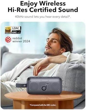 Soundcore Motion 300 by Anker  Bluetooth Speaker  Wireless Hi Res Portable Speaker  IPX7 Waterproof  BassUp  Bluetooth 5 3  30W Stereo Sound  13H Playtime for Home  Shower  Outdoor  and Travel