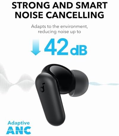 Soundcore P30i by Anker Noise Cancelling Earbuds  Strong and Smart Noise Cancelling  Powerful Bass  45H Playtime  2 in 1 Case and Phone Stand  IP54  Wireless Earbuds  Bluetooth 5 4  Black 
