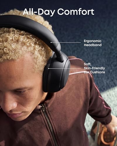 Soundcore Space 2 by Anker  Active Noise Cancelling Headphones  Comfortable Fit  50H Playtime  LDAC Hi Res Wireless Audio  Dual Connection  Clear Calls  Bluetooth 6 1  Nap Mode  Wearing Detection