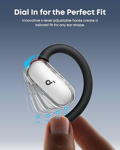 Soundcore V40i by Anker  Open Ear Headphones  Clear Design  Lidless Case  4 Adjustable Positions for Every Ear Size  Richer Bass  IP55  21H Playtime  AI Clear Calls  Bluetooth 5 4  App Control