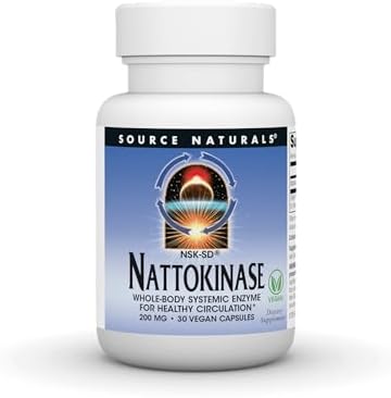 Source Naturals NSK SD  Nattokinase  Vegetarian Friendly  Whole Body Systemic Enzyme for Healthy Circulation   200 mg   30 Vegetarian Capsules