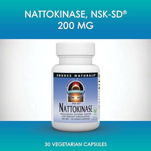 Source Naturals NSK SD  Nattokinase  Vegetarian Friendly  Whole Body Systemic Enzyme for Healthy Circulation   200 mg   30 Vegetarian Capsules