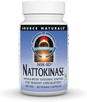 Source Naturals NSK SD  Nattokinase  Vegetarian Friendly  Whole Body Systemic Enzyme for Healthy Circulation   200 mg   30 Vegetarian Capsules